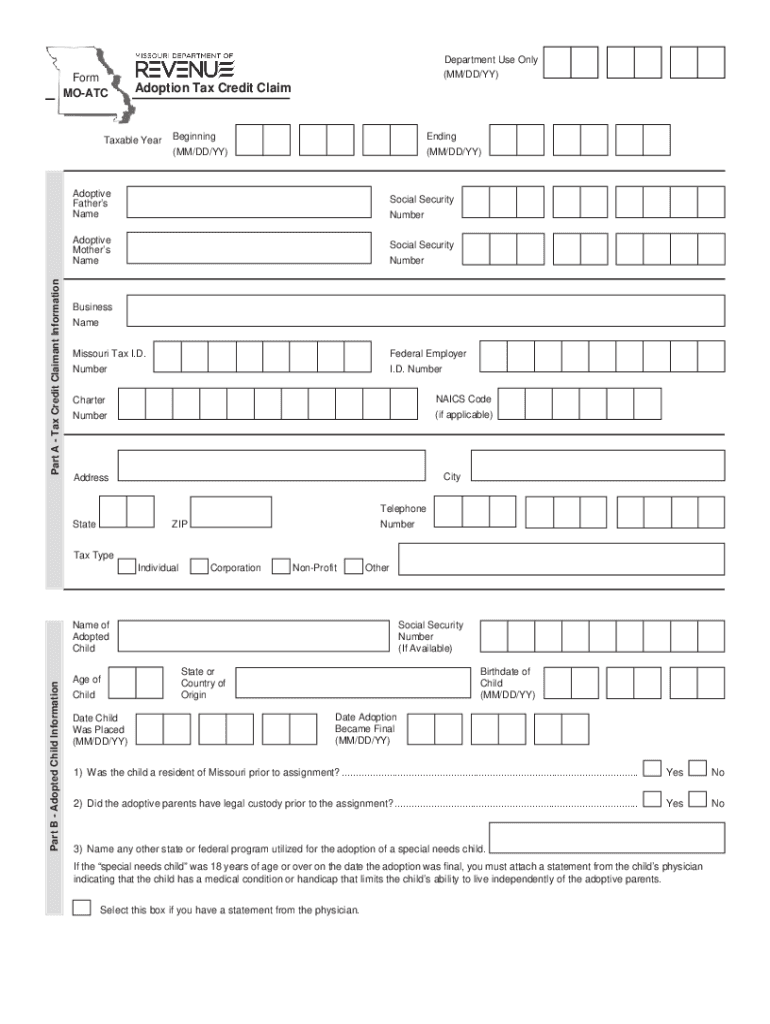  Dor Mo GovformsMO ATC2020Form MO ATC Adoption Tax Credit Claim 2022