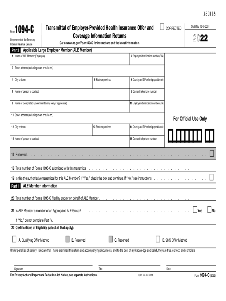 Www Irs Govforms Pubsabout Form 1094 CAbout Form 1094 C, Transmittal of Employer Provided Health