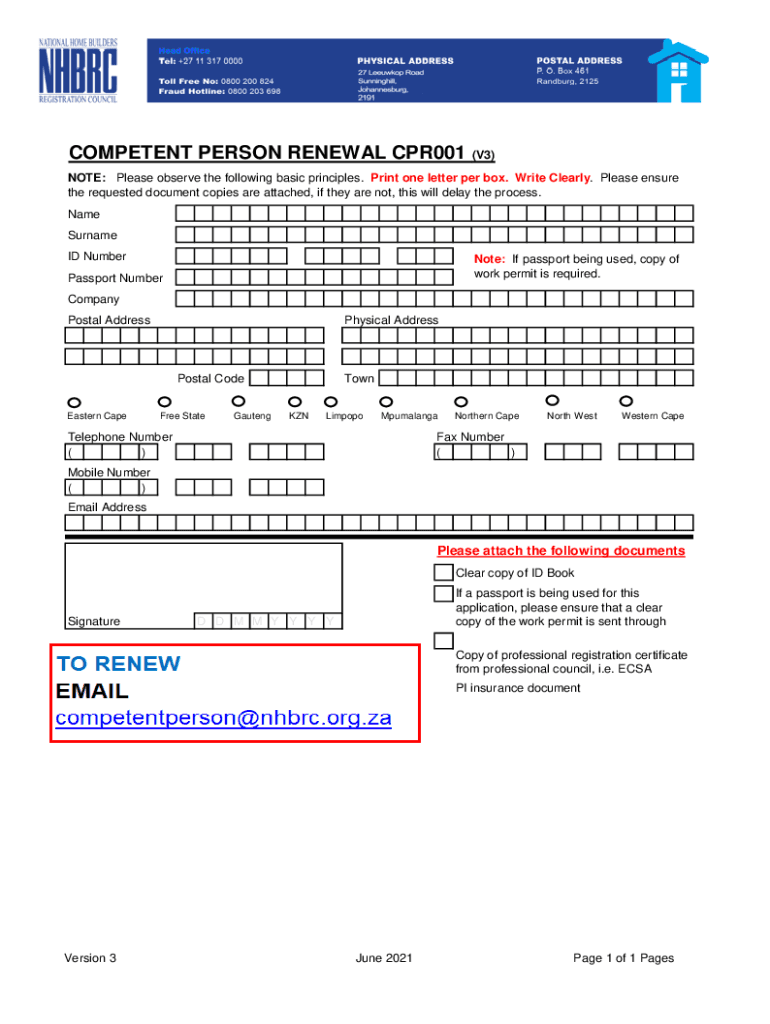 Www pdfFiller Com229537379 Competent PersonNhbrc Competent Person Renewal Fill Online, Printable  Form