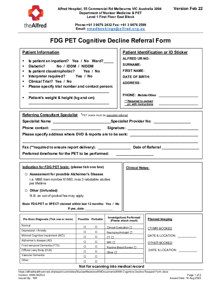 ANM Cognitive Decline Request Form