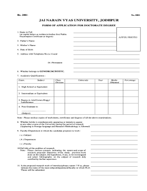 Jnvu Degree Form