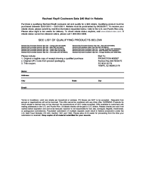 Rachael Ray Rebate  Form