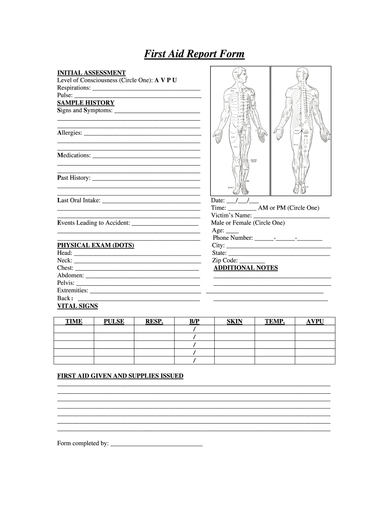 First Aid Report Form PDF