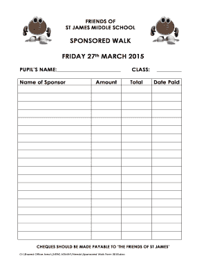 Sponsored Walk Form