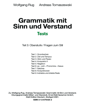 Grammatik Mit Sinn Und Verstand L Sungsheft PDF  Form