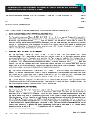 Condominium Association Rider to FARBAR Contract for Sale and  Form