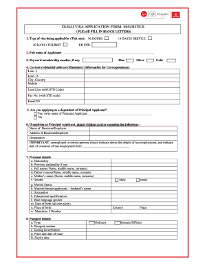 Visum Mauritius  Form