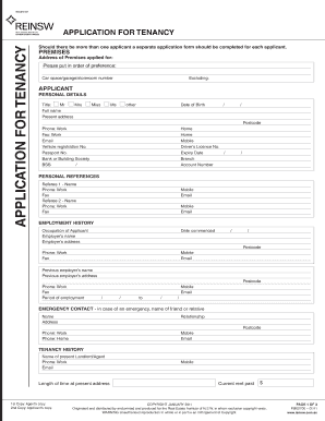 TENANCY APPLICATION FORM NEW Dytor &amp; Yates Real Estate