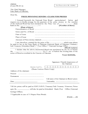 Prize Bond Claim Form