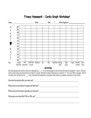 Fitness Homework Cardio Graph Worksheet the Health  Form