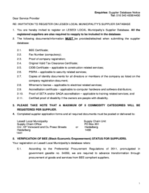 Lesedi Local Municipality Tenders  Form