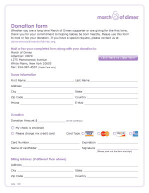 March of Dimes Donation Form