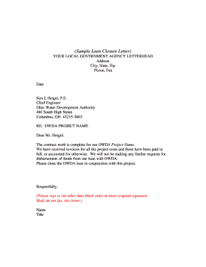 Loan Closure Application Letter Form Fill Out And Sign Printable Pdf