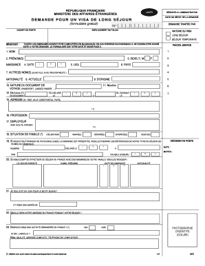 DEMANDE POUR UN VISA DE LONG S JOUR N Visas  Form