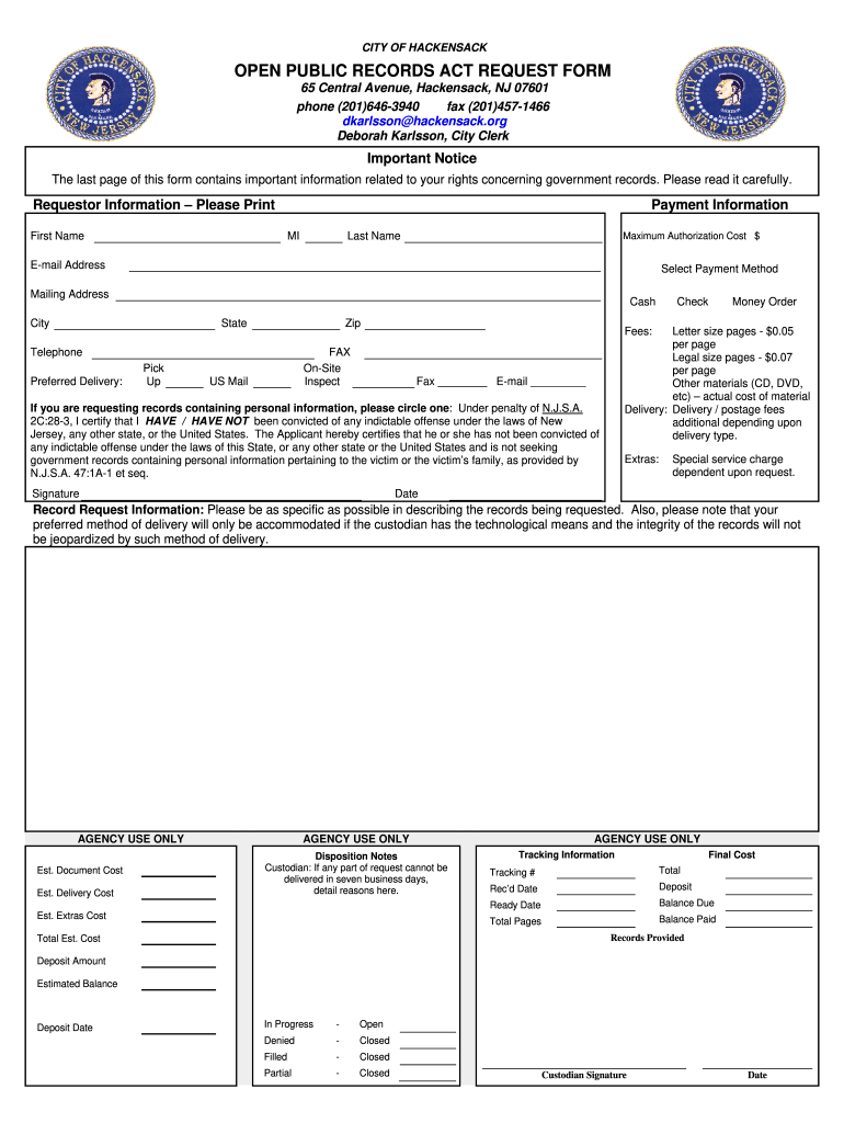 Nj Request  Form
