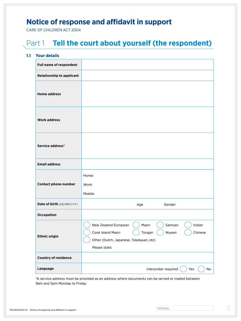  Moj0533 Notice of Response Form 2014-2024