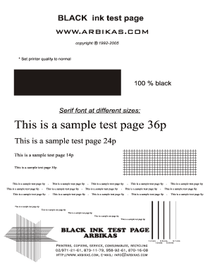 Black Ink Test Page  Form