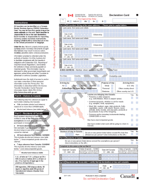 E311 Declaration Card  Form