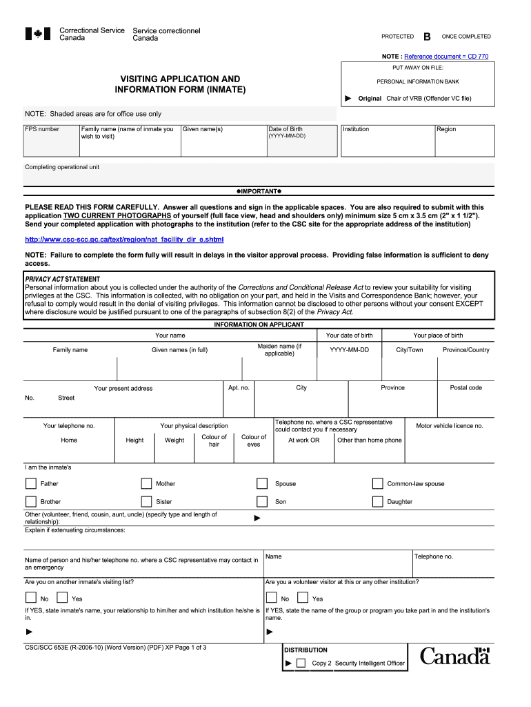  Csc Visiting Application 2006