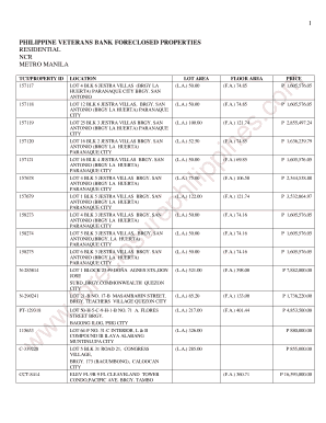 Veterans Bank Foreclosed Properties  Form