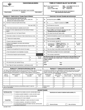 Sales and Use Tax Return Form Town of Parker Parkeronline