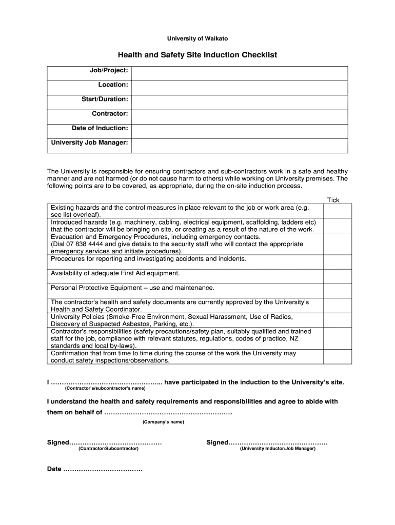 Site Induction Form PDF