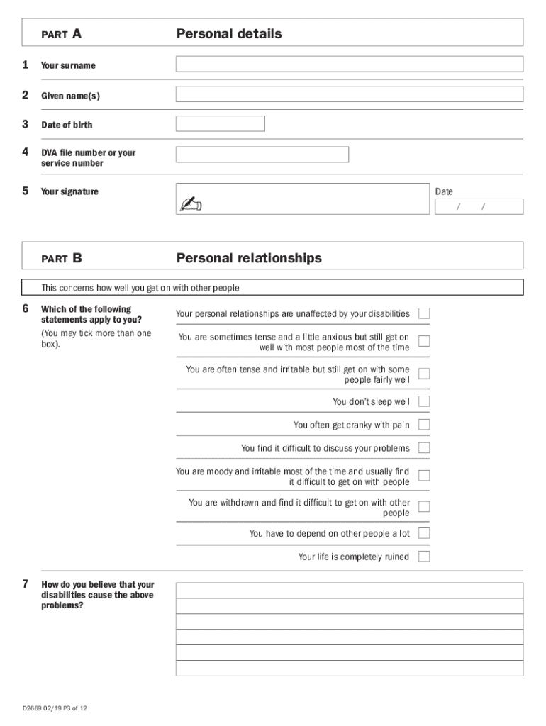 Lifestyle Questionnaire Department of Veterans Affairs  Form