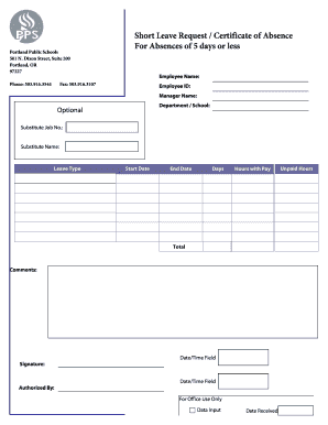 Short Leave Form