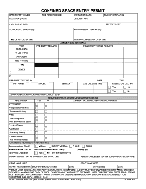 CONFINED SPACE ENTRY PERMIT United States Marine Mcieast Marines  Form