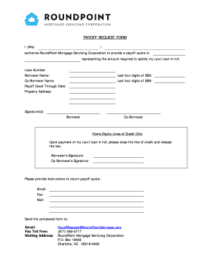 Roundpoint Mortgage Payoff  Form