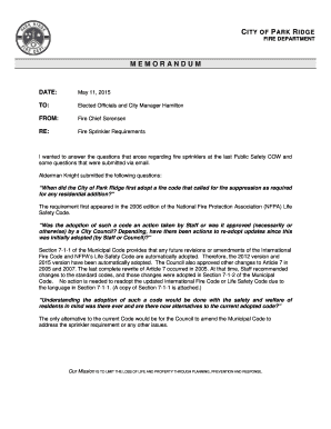 Fire Department Memo  Form