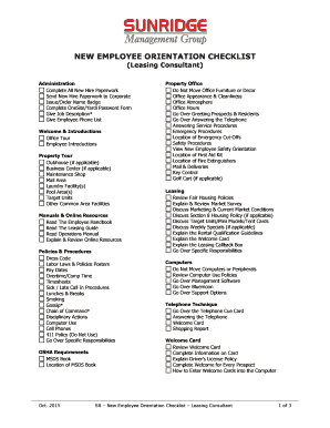  New Employee Orientation Checklist Leasing Consultant New Employee Orientation Checklist Leasing Consultant 2015-2024