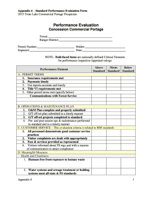 Appendix 6 Trout Standard Performance Evaluation Form Fs Usda