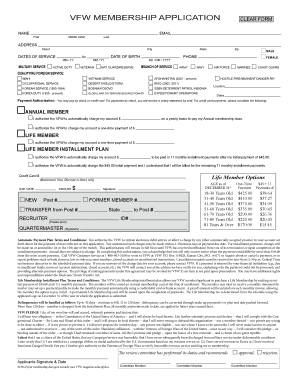 Vfw Application Form