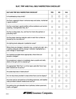 SLIP TRIP and FALL SELF INSPECTION CHECKLIST  Form