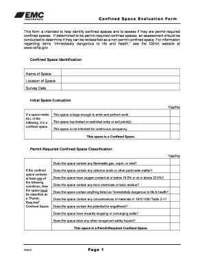  Confined Space Evaluation Form EMC Insurance 2014-2024