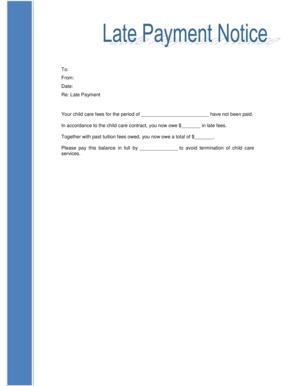 Late Payment Notice Child Care Lounge  Form