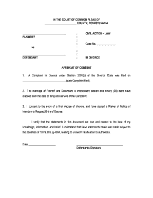 Pa Affidavit Consent  Form