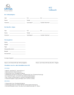Kfz Vollmacht Page 1 Startseite UNIQA Uniqa  Form