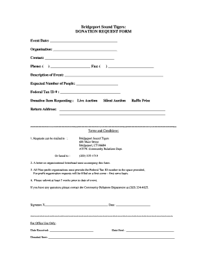 Tiger Donation Sheet  Form