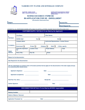 Nairobi Water Application Form PDF