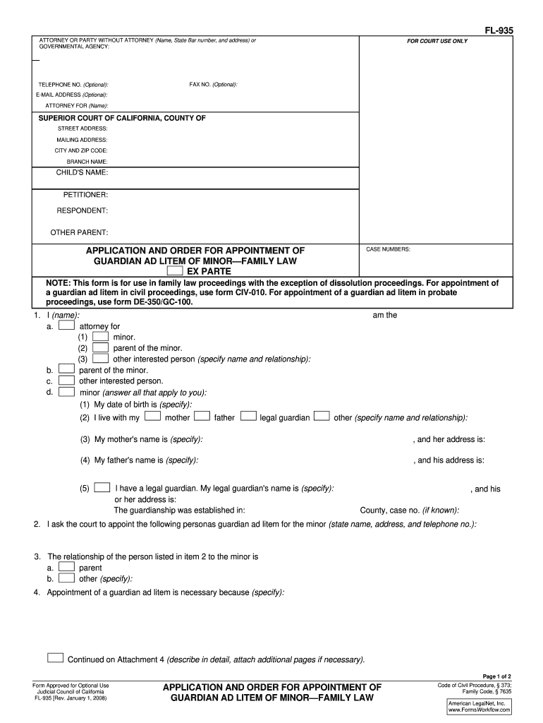 Order Appointment of Form