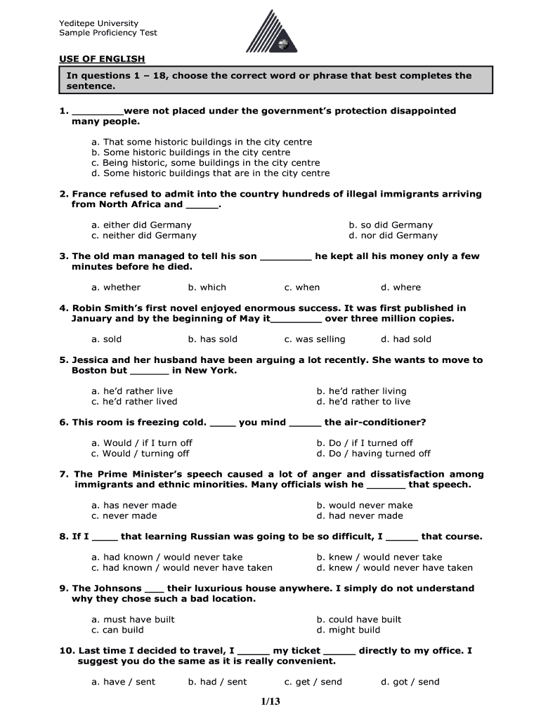 Proficiency Test Sample  Form