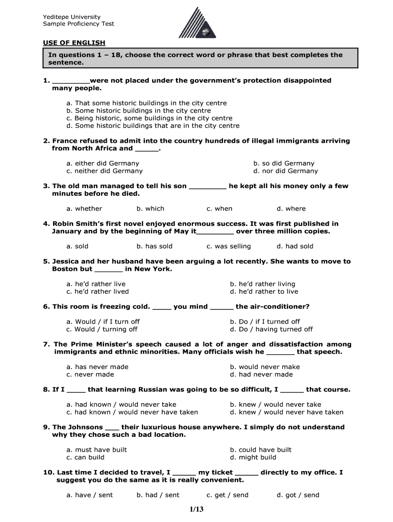University Sample Proficiency Test Form Fill Out And Sign Printable PDF Template SignNow