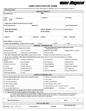 Repco Trade Account  Form