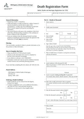 Death Registration Form