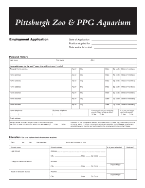 Zoo Application Form