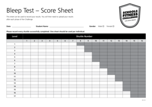 Beep Test Score Sheet  Form