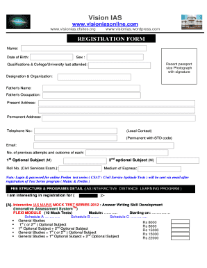Vision Registration  Form