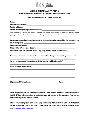 Noise Complaint  Form